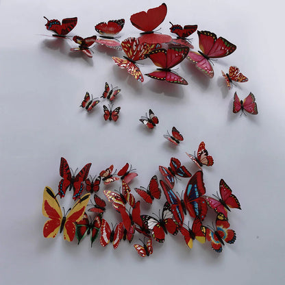 12Pcs 3D Butterfly Wall Stickers PVC Self Adhesive