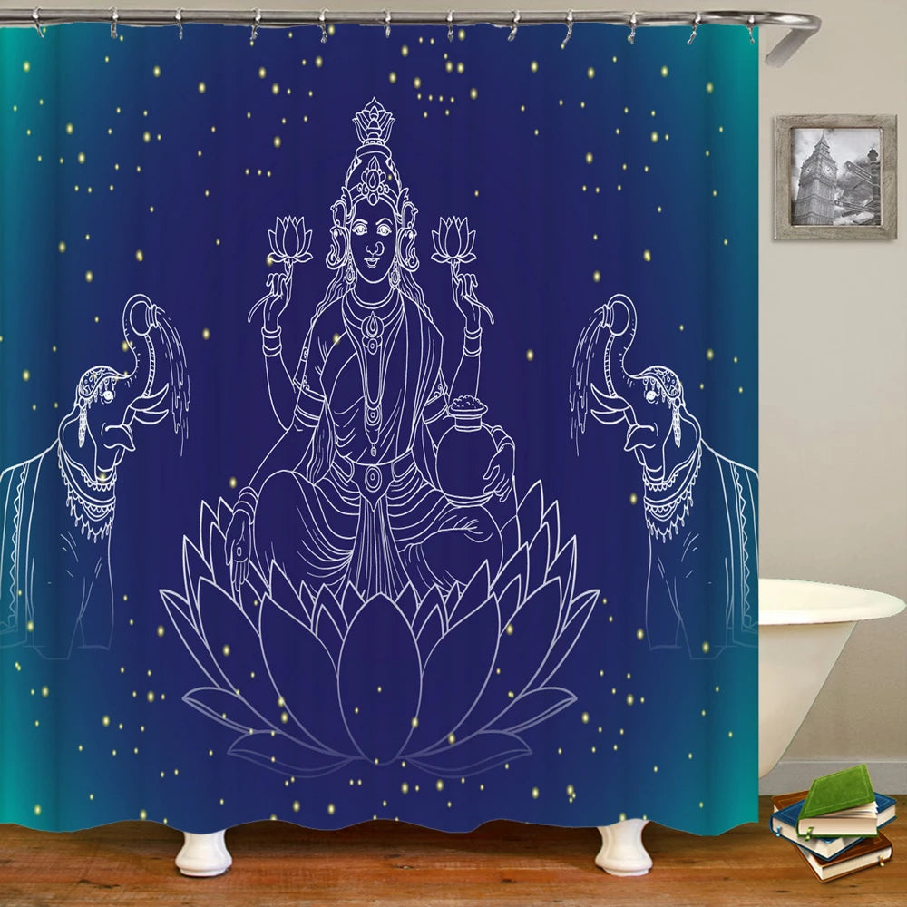 Buddha Statue Bathroom Shower Curtains