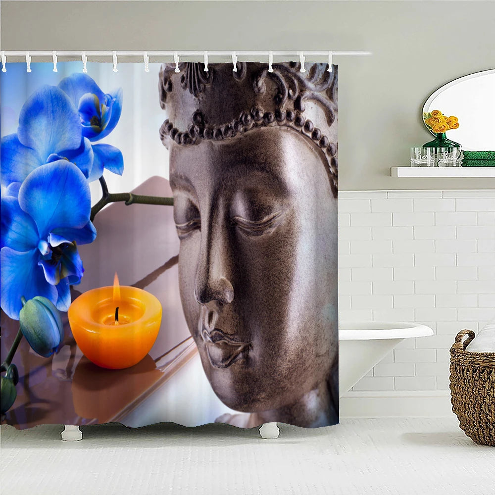 Buddha Statue Bathroom Shower Curtains