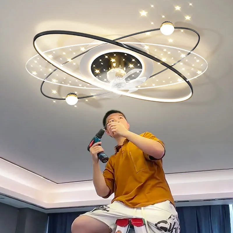 Living Room Ceiling Fan Light Led Shake Head