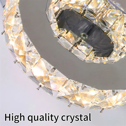 Crystal 5-Ring Fan Light Living Room Ceiling