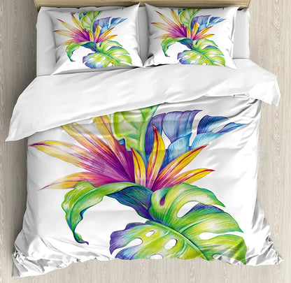 Green Bamboo Flower Stone Zen 3pcs Duvet Cover Set with Pillow