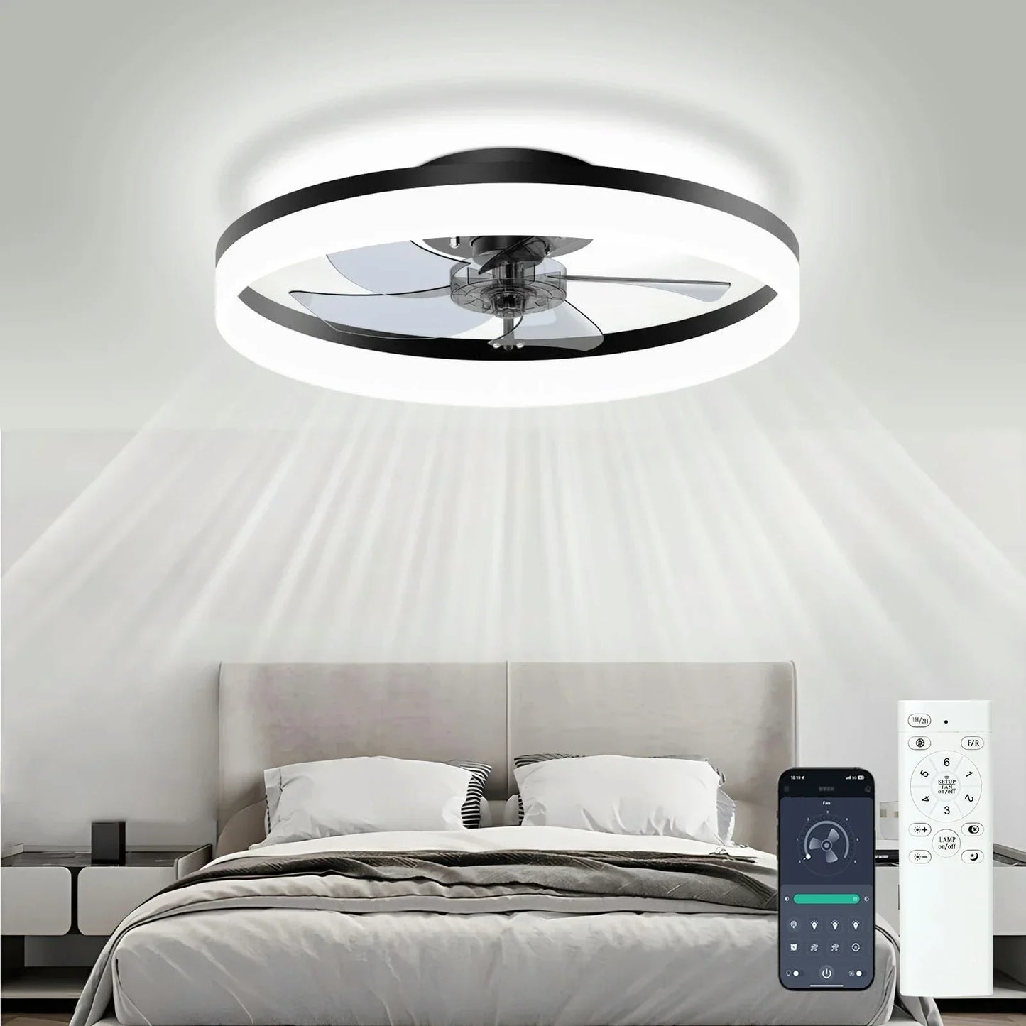 Modern Ceiling Fan With Light Remote Control