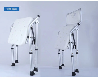 Adjustable Bathroom Chair with Backrest Arm for Elderly