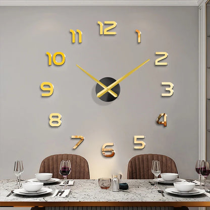 Fashion 3D big size wall clock mirror sticker