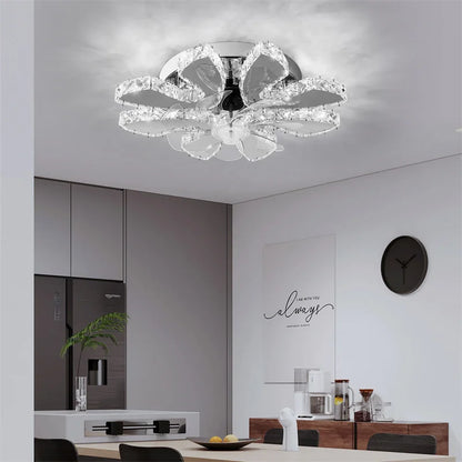 Crystal 5-Ring Fan Light Living Room Ceiling