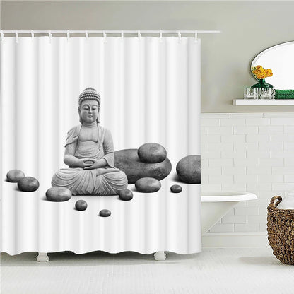 Buddha Statue Bathroom Shower Curtains