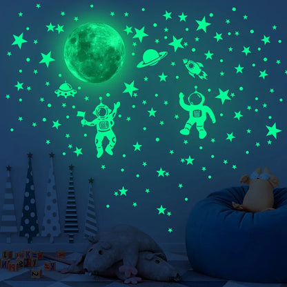 Luminous Astronaut Star Moon Wall Sticker