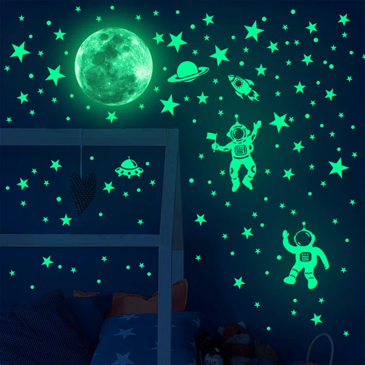 Luminous Astronaut Star Moon Wall Sticker