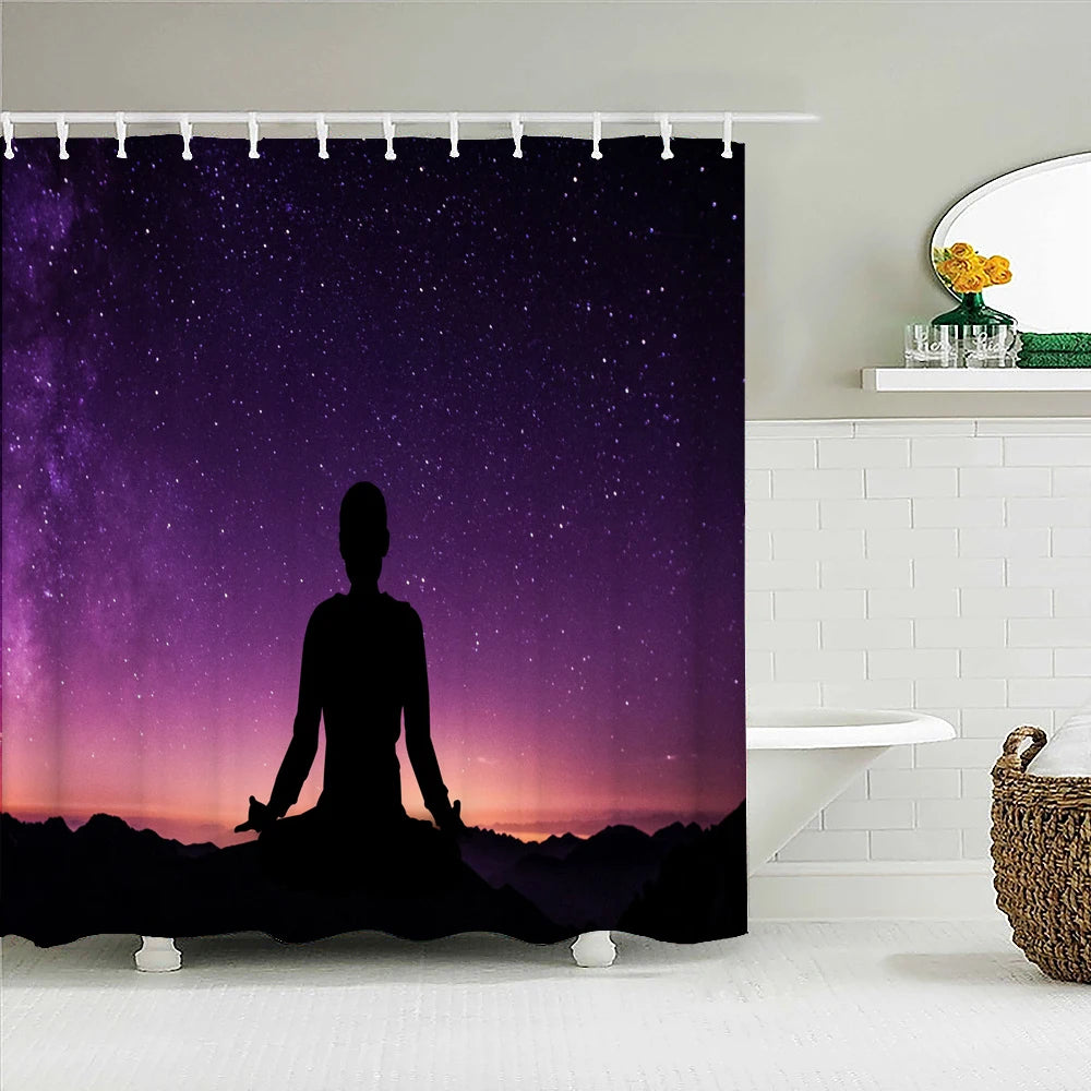 Buddha Statue Bathroom Shower Curtains