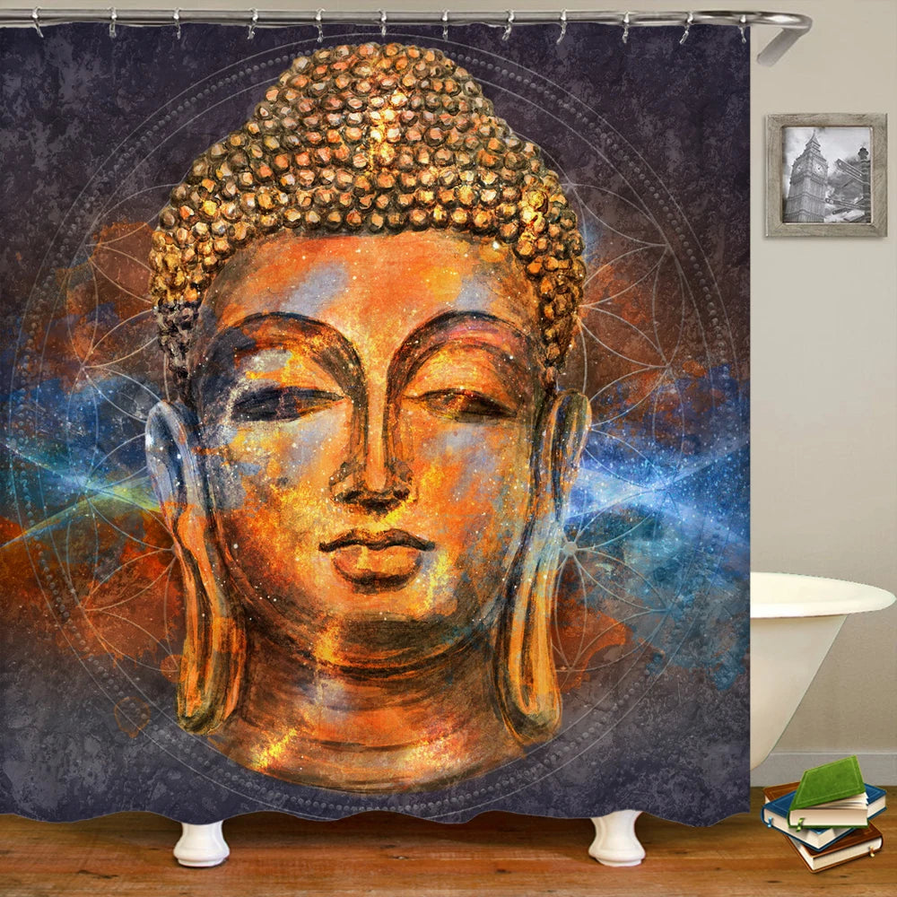 Buddha Statue Bathroom Shower Curtains