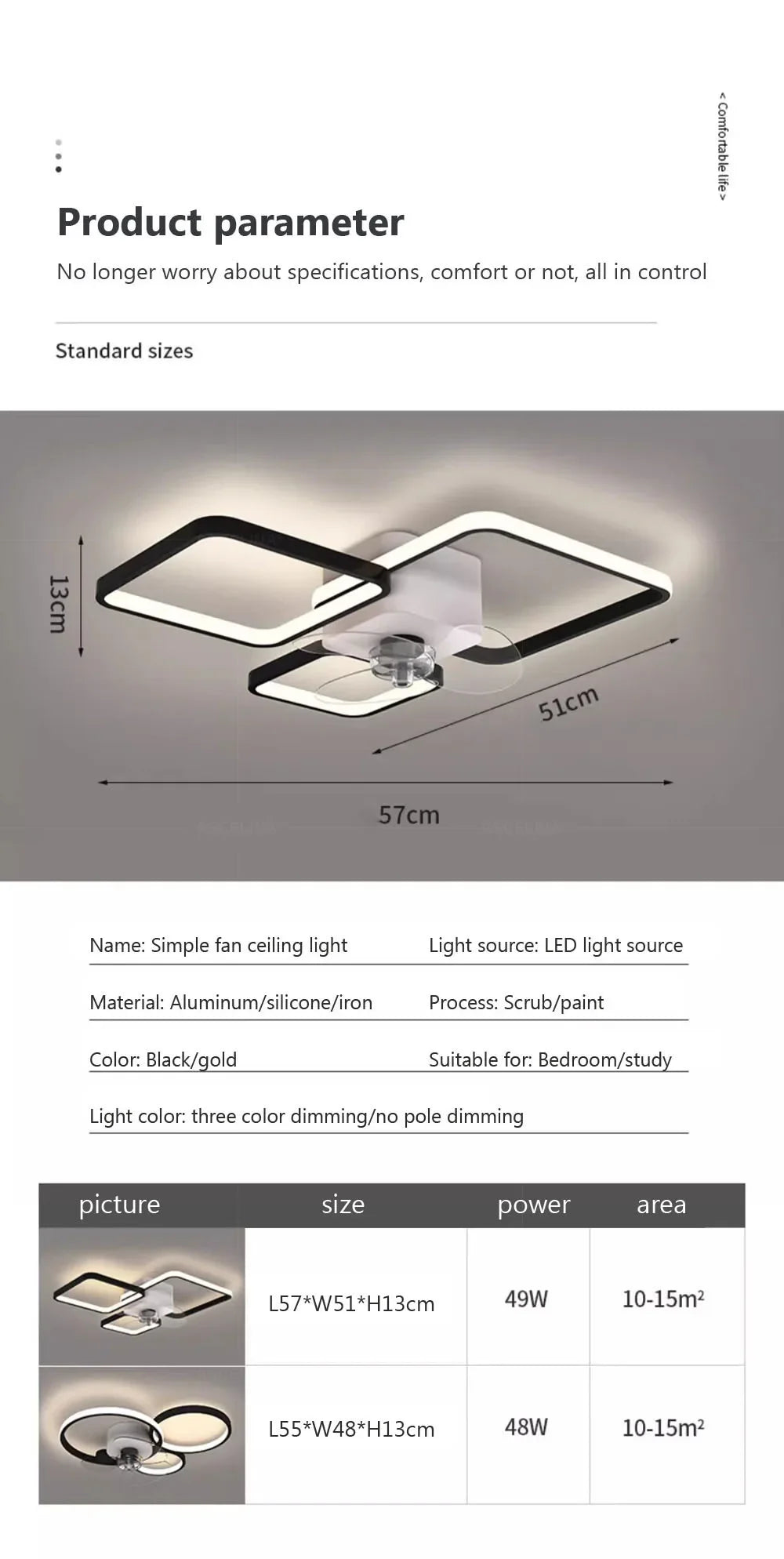 Lampada da soffitto con ventilatore a LED Lampadario moderno per soggiorno