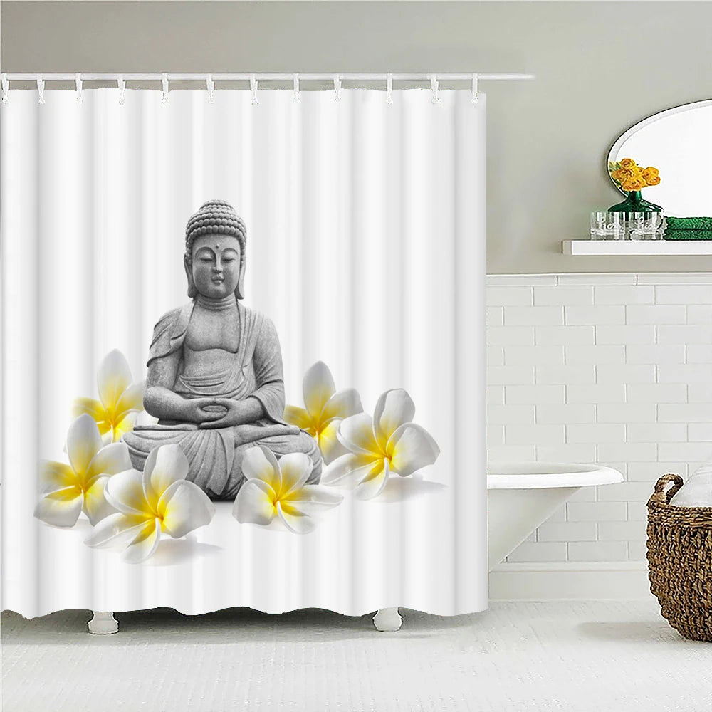 Buddha Statue Bathroom Shower Curtains