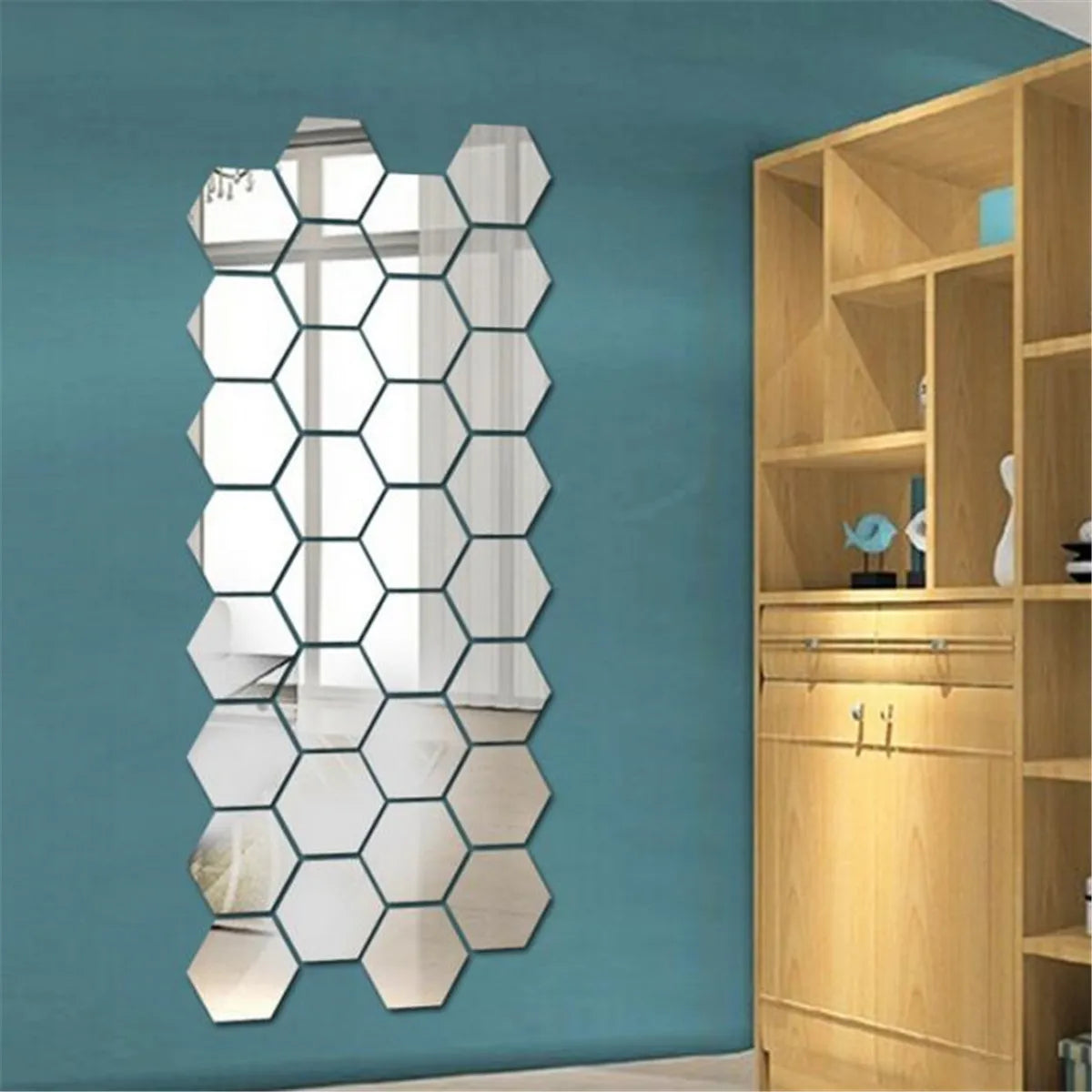 6/12Pcs Hexagon Acrylic Mirror Wall Stickers Home Decor