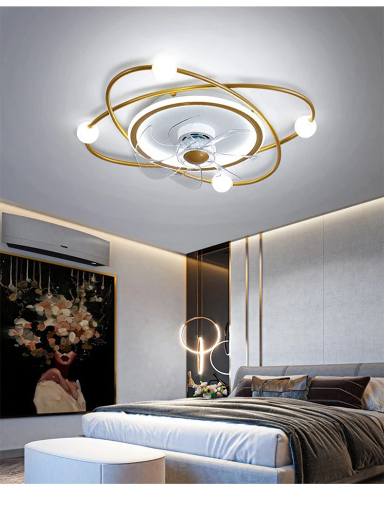 Simple Led Chandeliers With Electric Fan