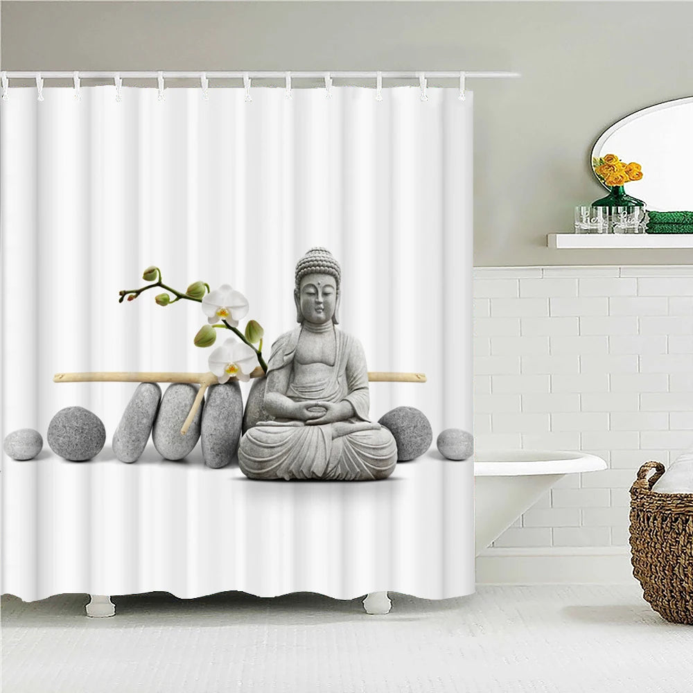 Buddha Statue Bathroom Shower Curtains