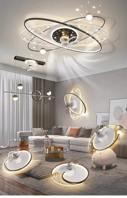 Living Room Ceiling Fan Light Led Shake Head