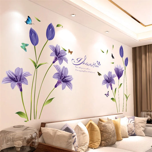 Purple Lavender Living Room Wall Stickers Decor