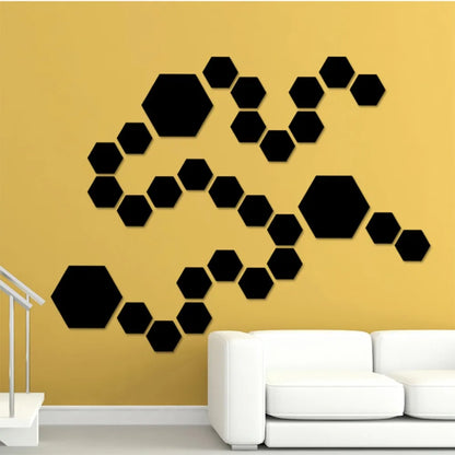 6/12Pcs Hexagon Acrylic Mirror Wall Stickers Home Decor