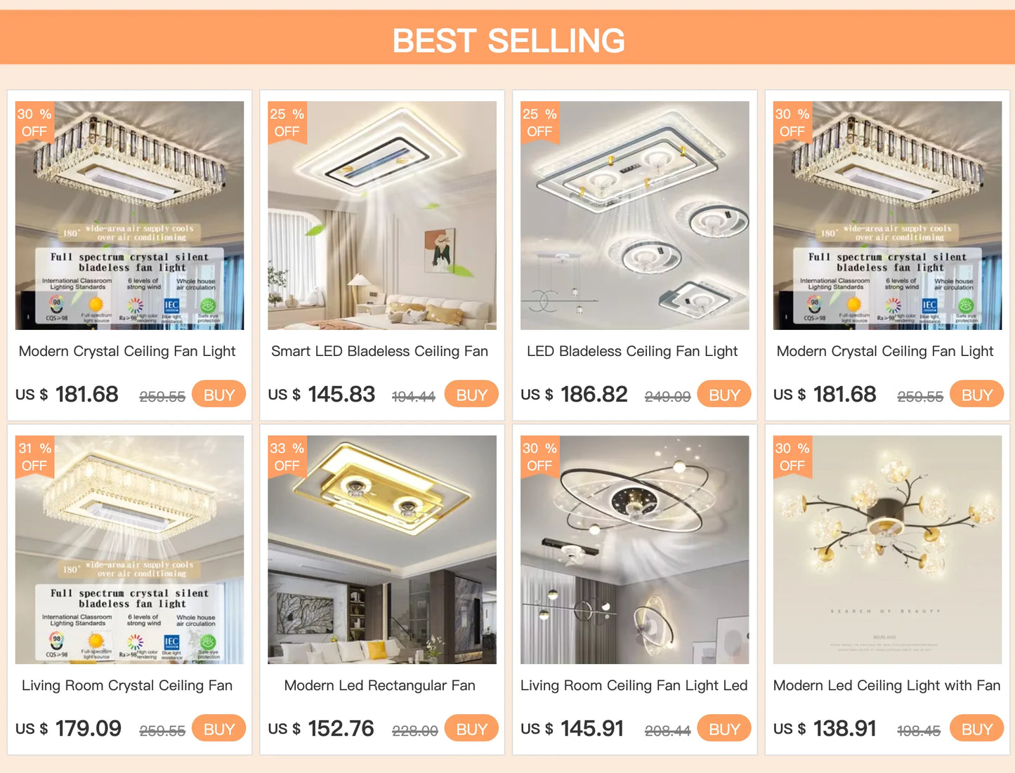 Living Room Ceiling Fan Light Led Shake Head