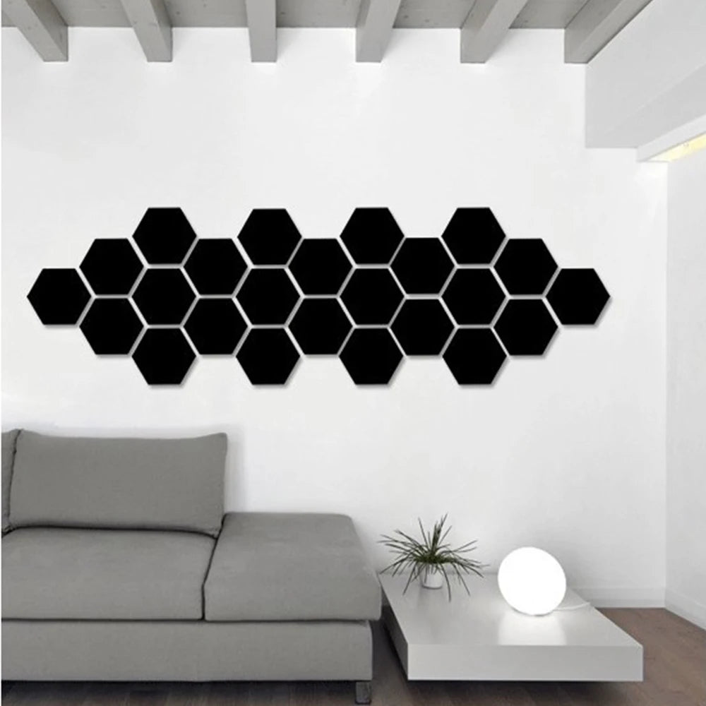 6/12Pcs Hexagon Acrylic Mirror Wall Stickers Home Decor