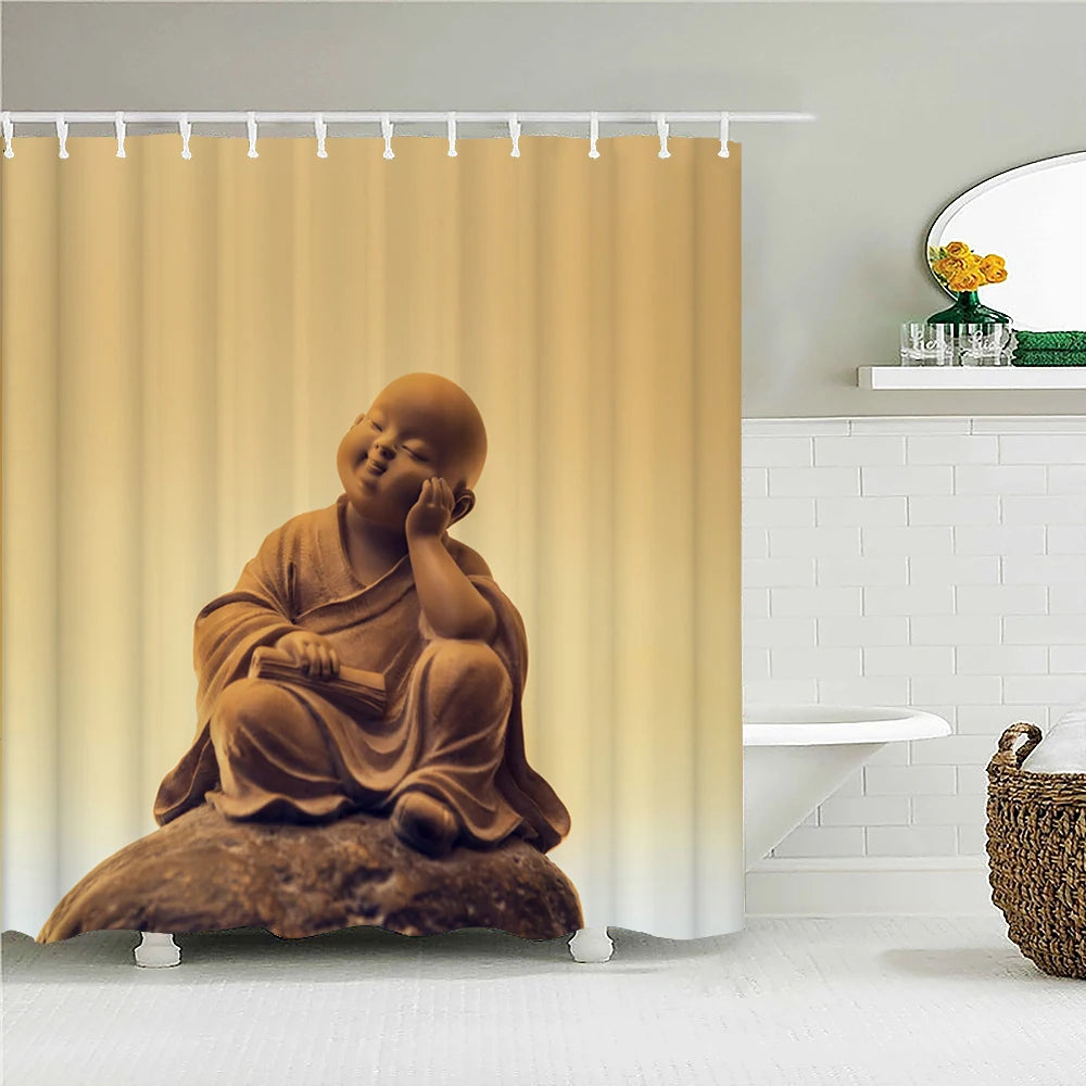 Buddha Statue Bathroom Shower Curtains