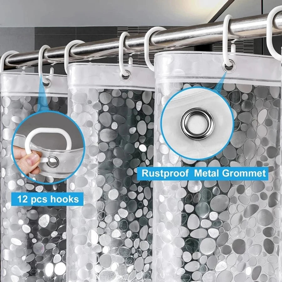 PEVA Pebble Shower Curtain Transparent