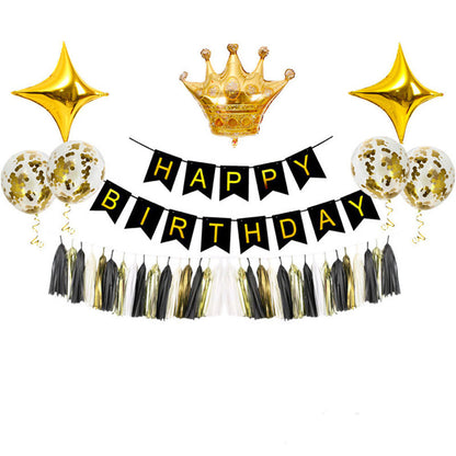 Black Gold Birthday Party Balloon Decoration Set Gilding