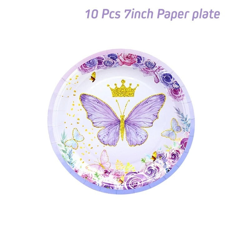 Butterfly Disposable Tableware Suit Birthday Party Decoration