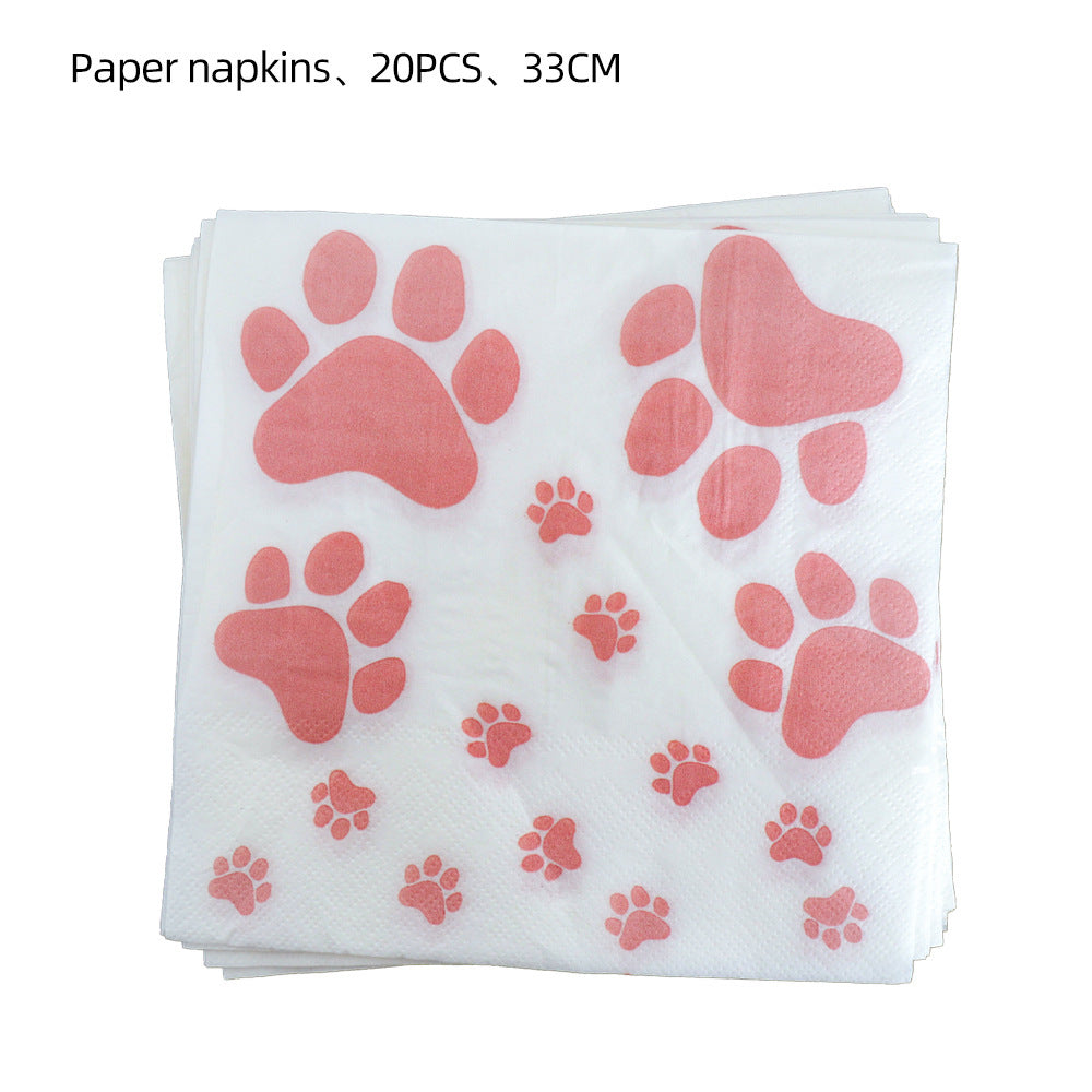 Birthday Party Decoration Dog Paw Party Tableware Set